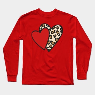 Leopard Heart Cute Valentine Heart Long Sleeve T-Shirt